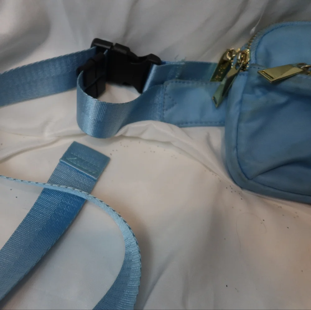 ZORFIN Powder Blue Fanny Pack Women's Fashion Waist Belt Bag 4 Zipper Pockets